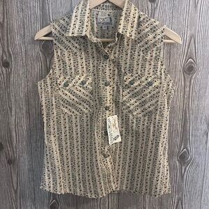 Panhandle Slim NWT VTG Retro Floral Western Sleeveless Button Down Rodeo Shirt